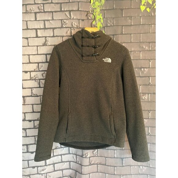 The North Face Women's Sherpa Lined Gray Cresent Hooded Pullover S - Picture 2 of 7